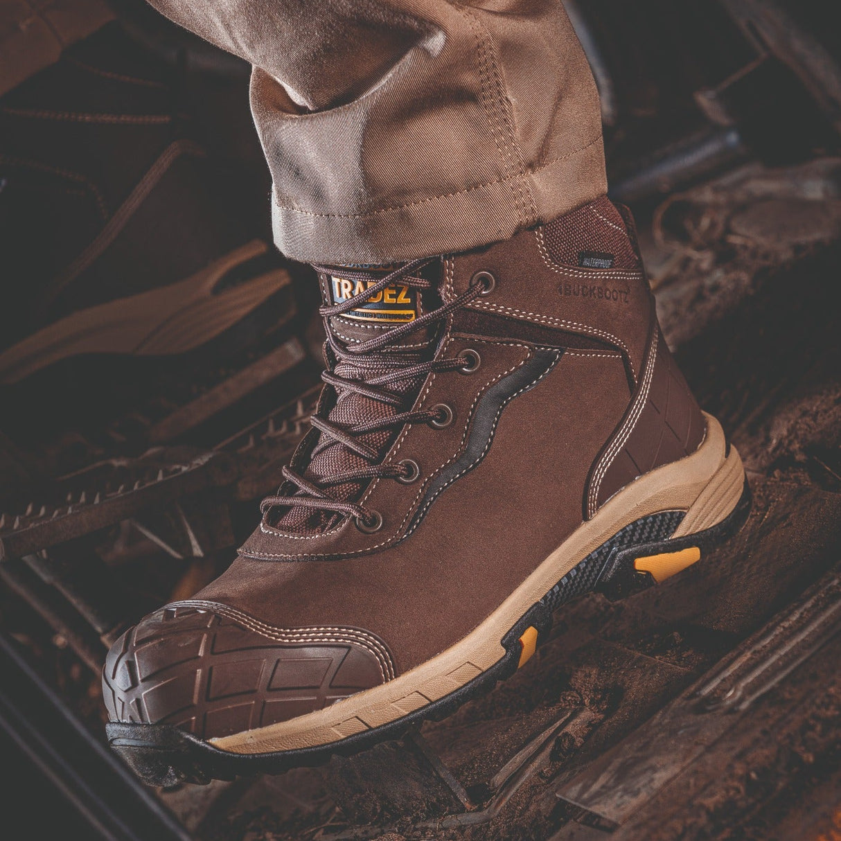 Buckbootz BLITZBR Brown Waterproof S7 Safety Boots Wide Fit