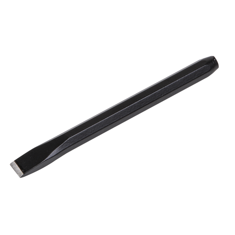 Image of the Sealey Cold Chisel 13 x 150mm (CC30), featuring a flat cutting edge and a hexagonal handle, coated in black powder for corrosion resistance.