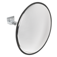 The Sealey CM450 Convex Mirror Wall Mounting Ø450mm features a round design with a black edge, a metal mounting bracket, and an adjustable swivel joint for enhanced visibility.