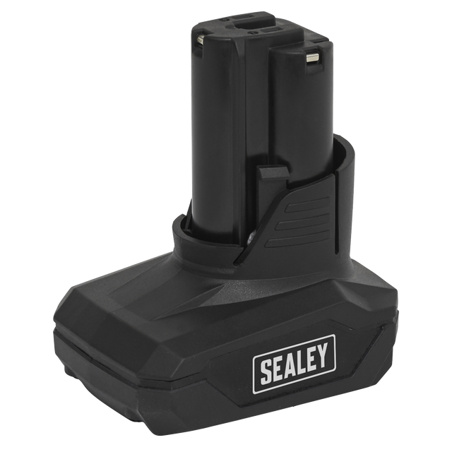 A Sealey branded Power Tool Battery 12V 4Ah Lithium-ion for the SV12 Series, featuring lithium-ion technology with no memory effect.