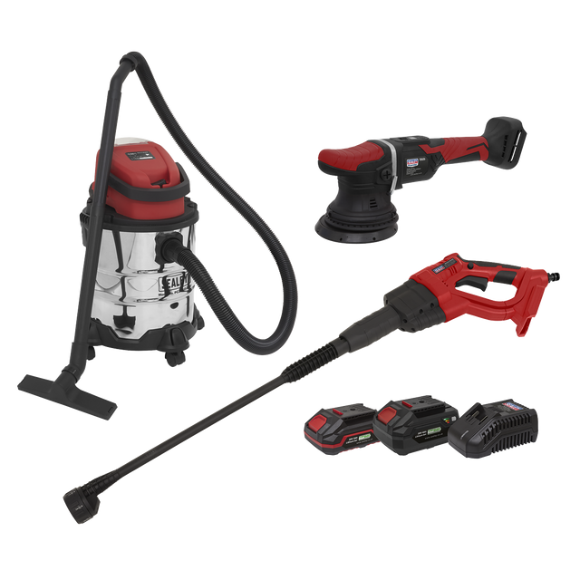 3 x 20V SV20 Series Cordless Car Valeting Combo Kit - 2 Batteries - CP20VCOMBO10 - Farming Parts
