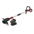 The Sealey Strimmer Cordless 20V SV20 Series with 4Ah Battery & Charger - CS20VCOMBO4 features a red and black handle, an adjustable shaft, a battery, and a charger. Plus, one battery fits all your tools for maximum convenience.
