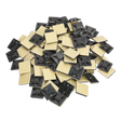 A pile of Sealey Self-Adhesive Cable Tie Mounts 25 x 25mm black (CTM2525B) with screw holes scattered randomly.