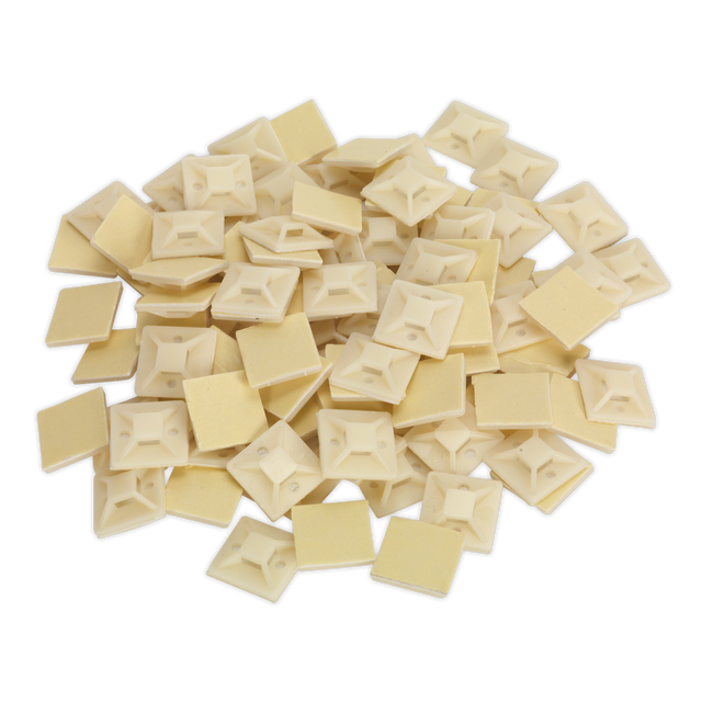 Self-Adhesive Cable Tie Mount 25 x 25mm White Pack of 100 - CTM2525W - Farming Parts