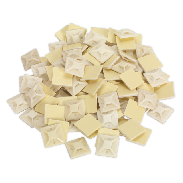 Self-Adhesive Cable Tie Mount 30 x 30mm White Pack of 100 - CTM3030W - Farming Parts