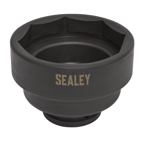 A black, heavy-duty Sealey Third Axle Socket for Scania 10-Wheel Cab, measuring 95mm with a 3/4" square drive, is ideal for hexagonal opening adjustments on a Scania cab.