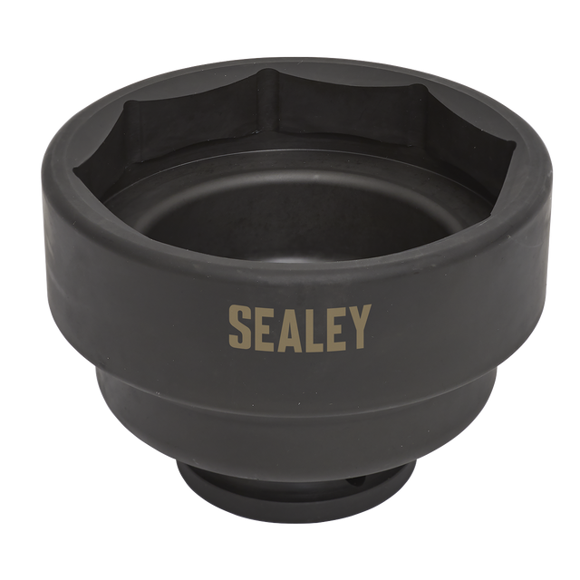 A black, heavy-duty Sealey Third Axle Socket for Scania 10-Wheel Cab, measuring 95mm with a 3/4" square drive, is ideal for hexagonal opening adjustments on a Scania cab.