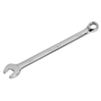 A silver combination spanner with an open-end and a box-end, marked with "8 mm" and "CW08," crafted from durable Chrome Vanadium steel by Sealey.
