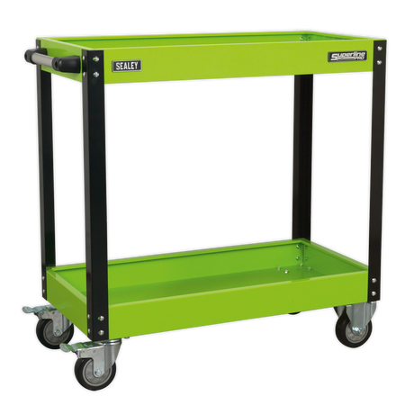 Workshop Trolley 2-Level Heavy-Duty - Hi-Vis Green - CX109HV - Farming Parts