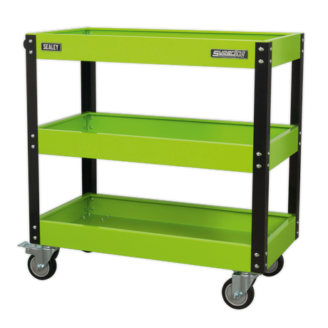 Workshop Trolley 3-Level Heavy-Duty - Hi-Vis Green - CX110HV - Farming Parts