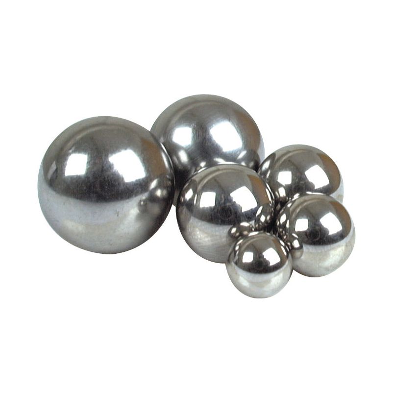 A group of shiny metallic balls, including a Sparex Carbon Steel Ball Bearing Ø1/2'' (Sparex Part No. S.10905), arranged together on a white background.