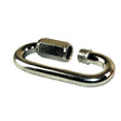 A metal carabiner with a screw-lock mechanism is partially opened, revealing the threaded section and attached to a sturdy Chain Quick Link Ø14mm (Sparex Part No. S.2844) from Sparex.