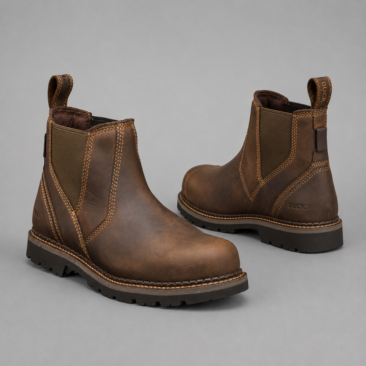Buckbootz B1500 Brown Dealer Boots Goodyear Welted Non-Safety