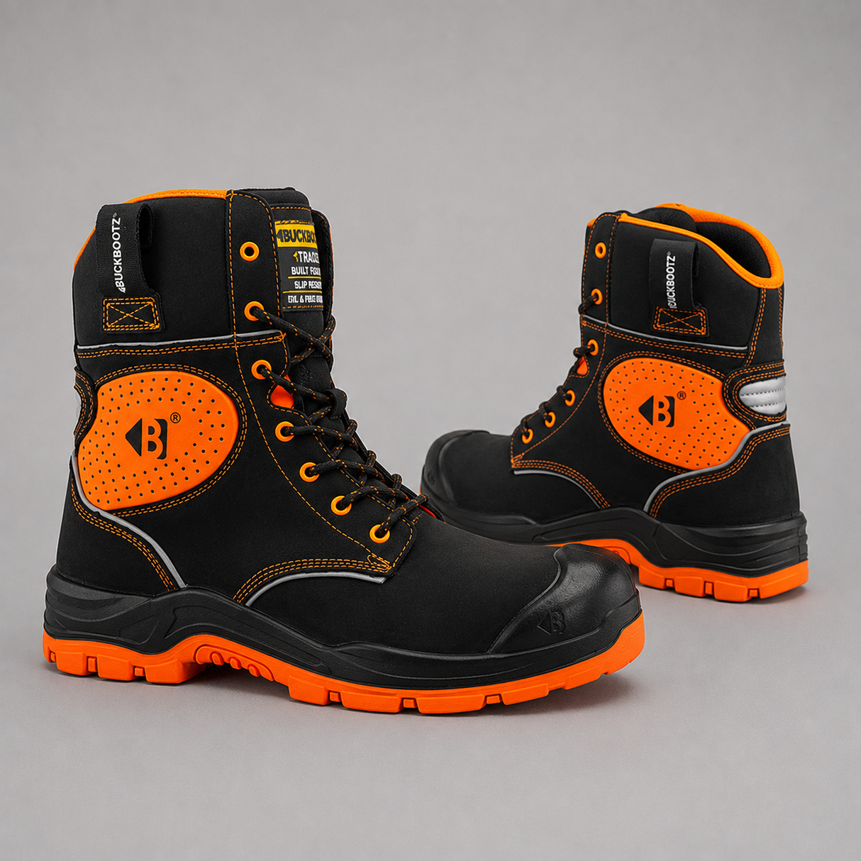Buckbootz BVIZ6BKOR Hi-Vis Waterproof Safety Boots S7S Wide Fit