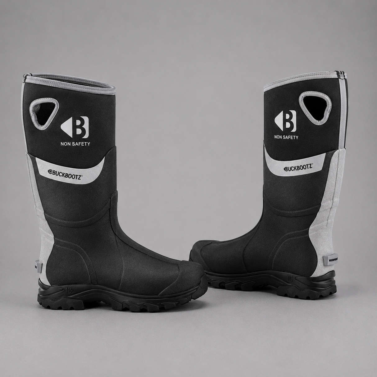 Buckbootz WALKERZBK Black Waterproof Walking Wellies Reflective