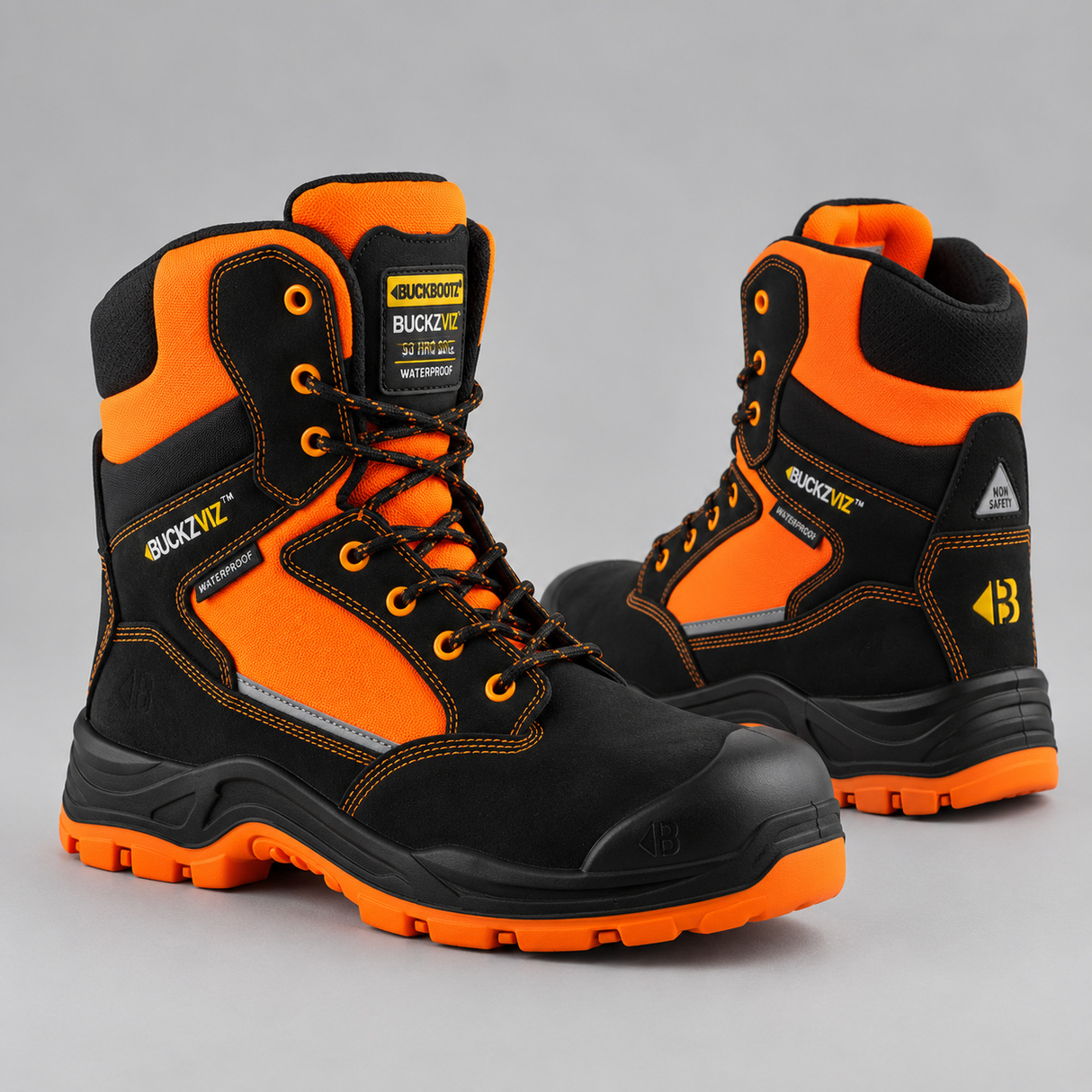 Buckler Safety Lace/Zip Boot – BVIZ1/OR | Hi-Vis, Waterproof & Slip-Resistant