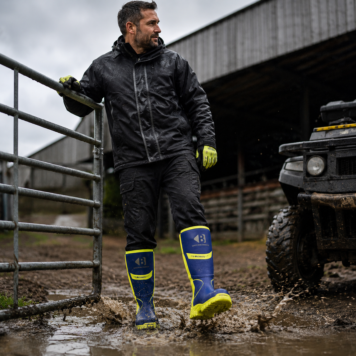Buckler S5 High-Visibility Safety Wellington Boot – Blue/Yellow Waterproof Work Boots | BBZ8000