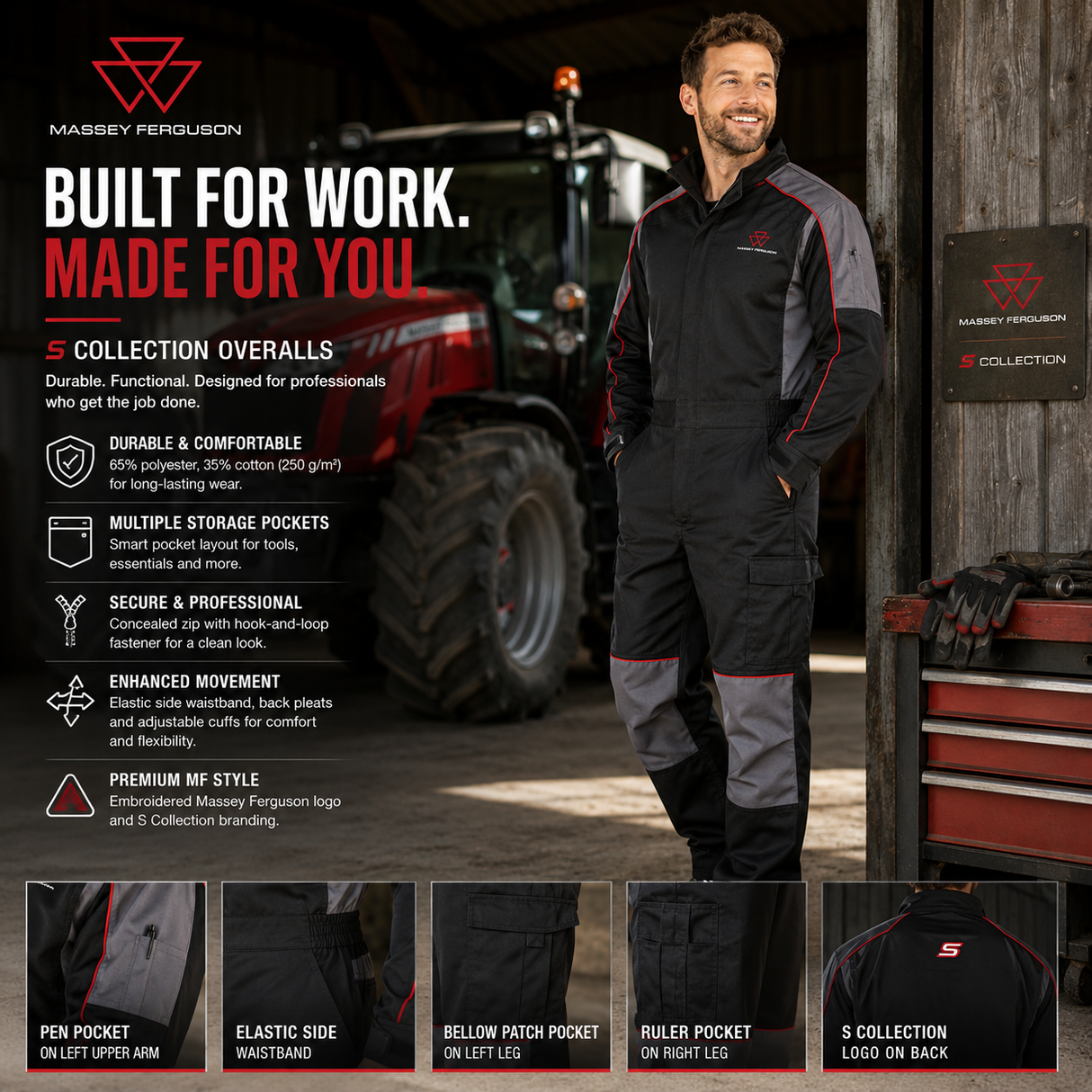 Massey Ferguson S Collection Work Overalls X993482201 Durable Pro