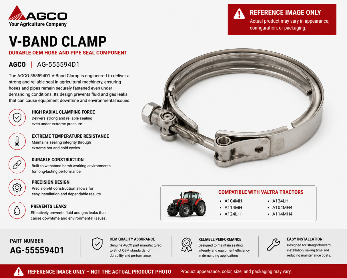 AGCO V-Band Clamp Durable OEM Hose and Pipe Seal Component | AG-555594D1