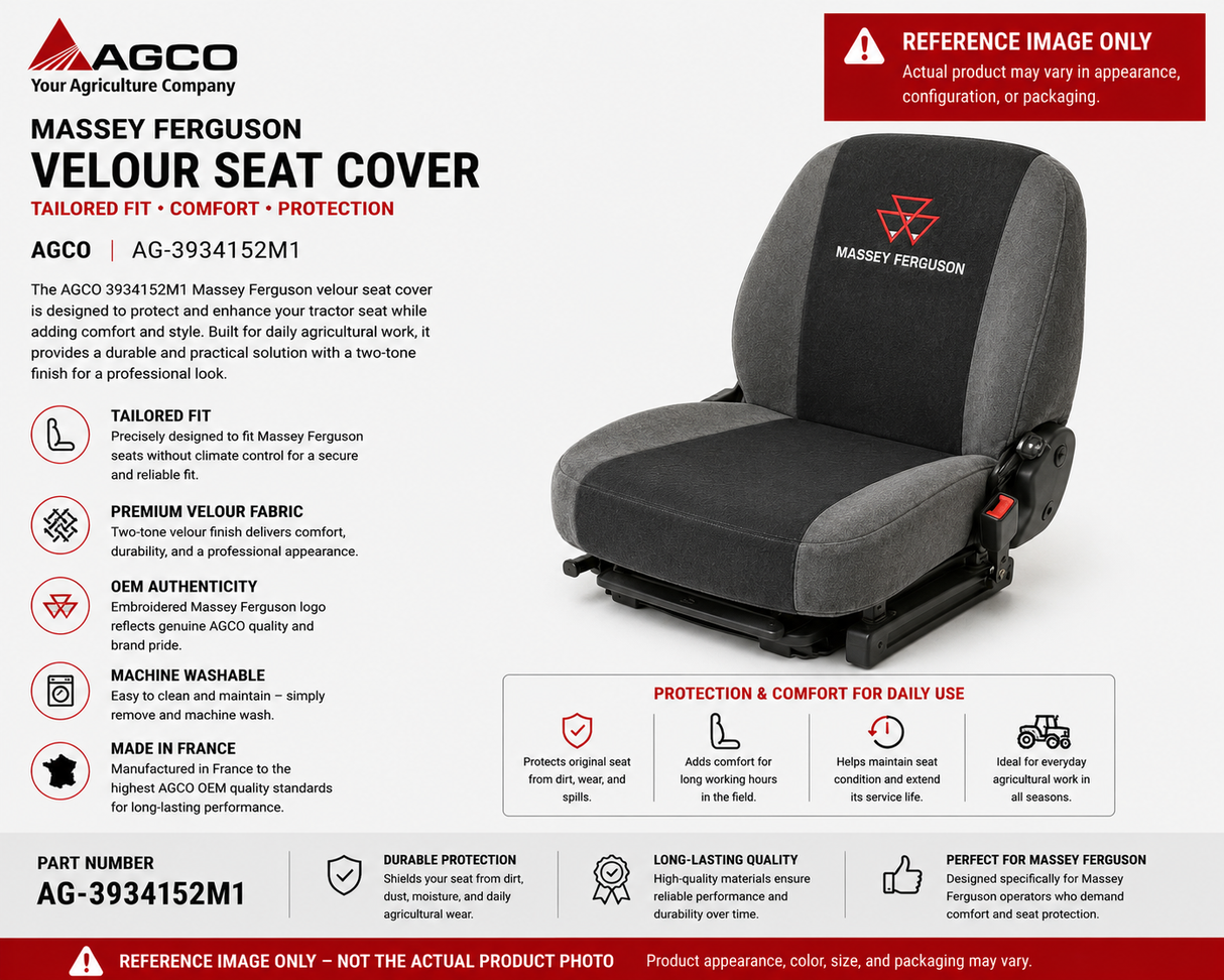 AGCO Massey Ferguson Velour Seat Cover Tailored Fit | AG-3934152M1