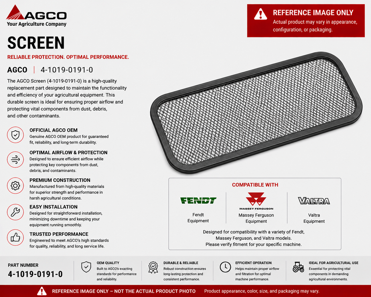 *STOCK CLEARANCE* - AGCO Screen 4-1019-0191-0 - OEM Massey Ferguson, Fendt, Valtra Fitment