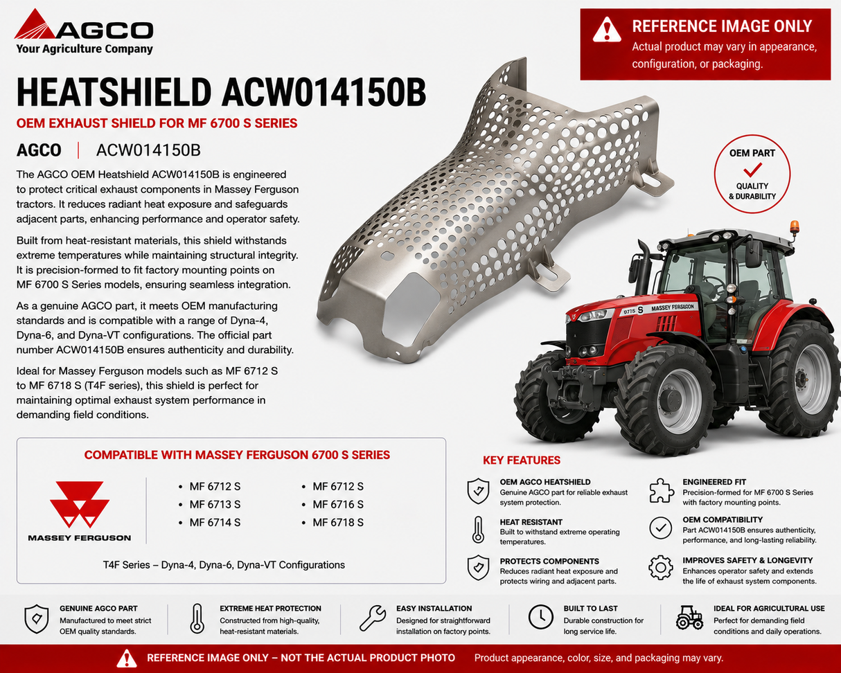 AGCO Heatshield ACW014150B – OEM Exhaust Shield for MF 6700 S Series