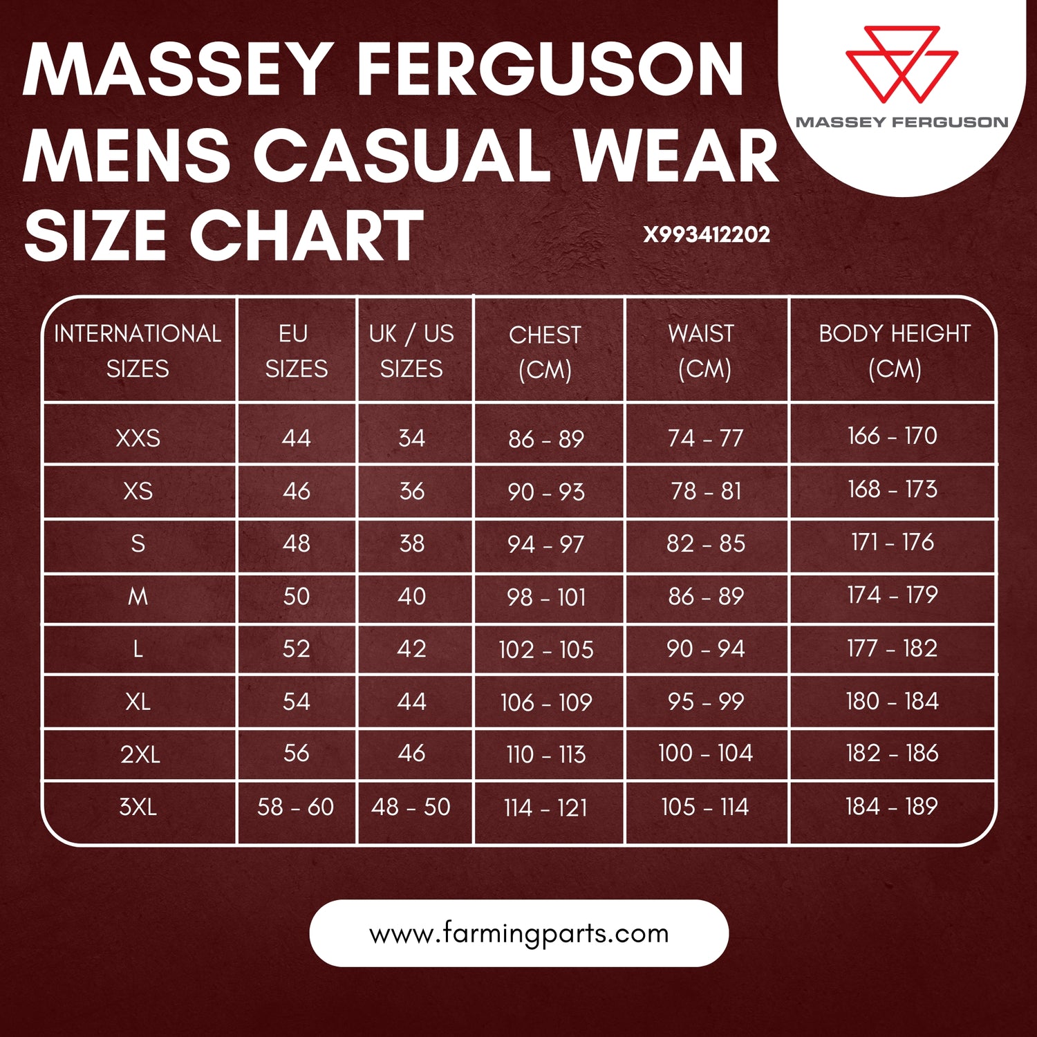Massey Ferguson Men’s T-Shirt with Tyre Print – 100% Cotton | X993412202