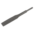The Sealey Toothed Mortar/Comb Chisel 30 x 250mm - SDS Plus - D1CC is a metal chisel featuring a flat broad blade and notched edge, designed for use with a power tool to remove or shape materials.