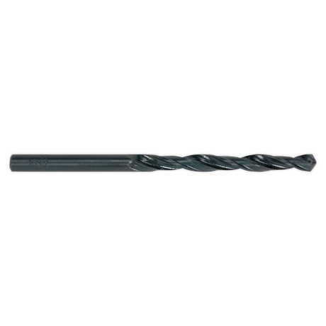 Close-up of a Sealey HSS Roll Forged Drill Bit Ø5mm with a 118° point tip, isolated on a white background.