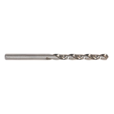 The Sealey HSS Fully Ground Drill Bit Ø3/16" (Pack of 10 - DBI316FG) features a high carbon steel construction and spiral flute design, making it ideal for drilling holes into various materials.