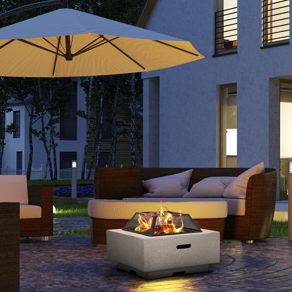 Sealey Dellonda Square MgO Fire Pit BBQ Grill, Safety Mesh DG192