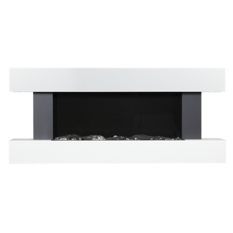 Sealey | Baridi 46" Wall Mounting 1000W/2000W Electric Fireplace with LED Flame Effects, Side Glass Decoration and Pebble Accessories, Grey - DH112