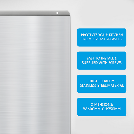 Sealey | Baridi Splashback for Cooker Hoods 60 x 75cm - Stainless Steel - DH193