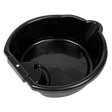 The Sealey Oil Drain Pan 4.5L - DRP00, made from durable black plastic, features a built-in handle and spout, making it perfect for an efficient oil change or draining oil filters.