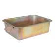 A rectangular zinc-plated Metal Drain Pan 20L - DRPM4 by Sealey, featuring handles on each side and a slightly iridescent finish.
