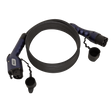 The Sealey EV Charging Cable Type 1 to Type 2 16A 5m - EVCC1216 is a coiled cable with an IP54 rating, protective caps for the plugs, connectors on both ends, and it supports a current of up to 16A.