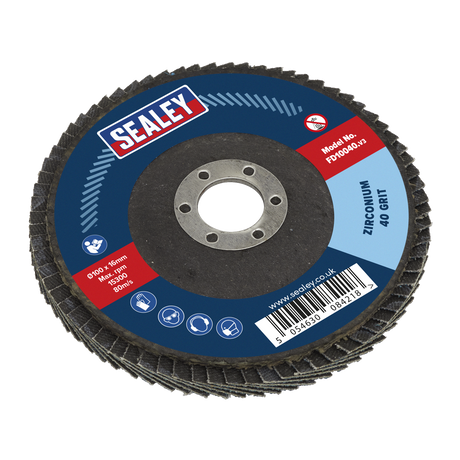 Flap Disc Zirconium Ø100mm Ø16mm Bore 40Grit - FD10040 - Farming Parts