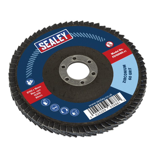 Flap Disc Zirconium Ø100mm Ø16mm Bore 60Grit - FD10060 - Farming Parts
