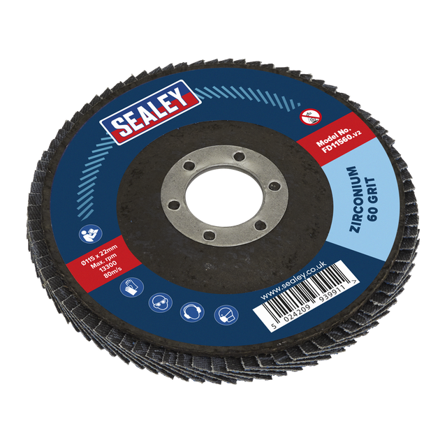 Flap Disc Zirconium Ø115mm Ø22mm Bore 60Grit - FD11560 - Farming Parts