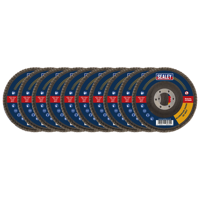 60Grit Flap Discs Aluminium Oxide Ø115mm Ø22mm Bore - Pack of 10 - FD11560E10 - Farming Parts
