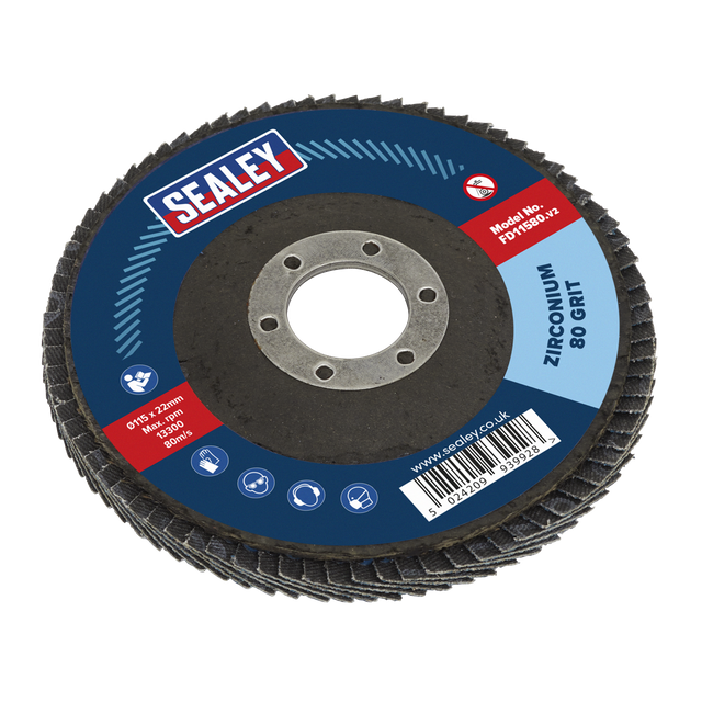 Flap Disc Zirconium Ø115mm Ø22mm Bore 80Grit - FD11580 - Farming Parts
