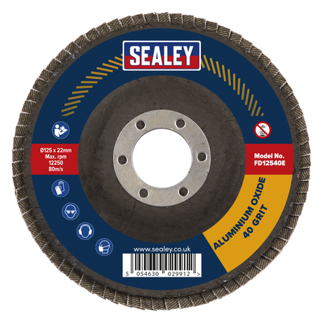 Flap Disc Aluminium Oxide Ø125mm Ø22mm Bore 40Grit - FD12540E - Farming Parts