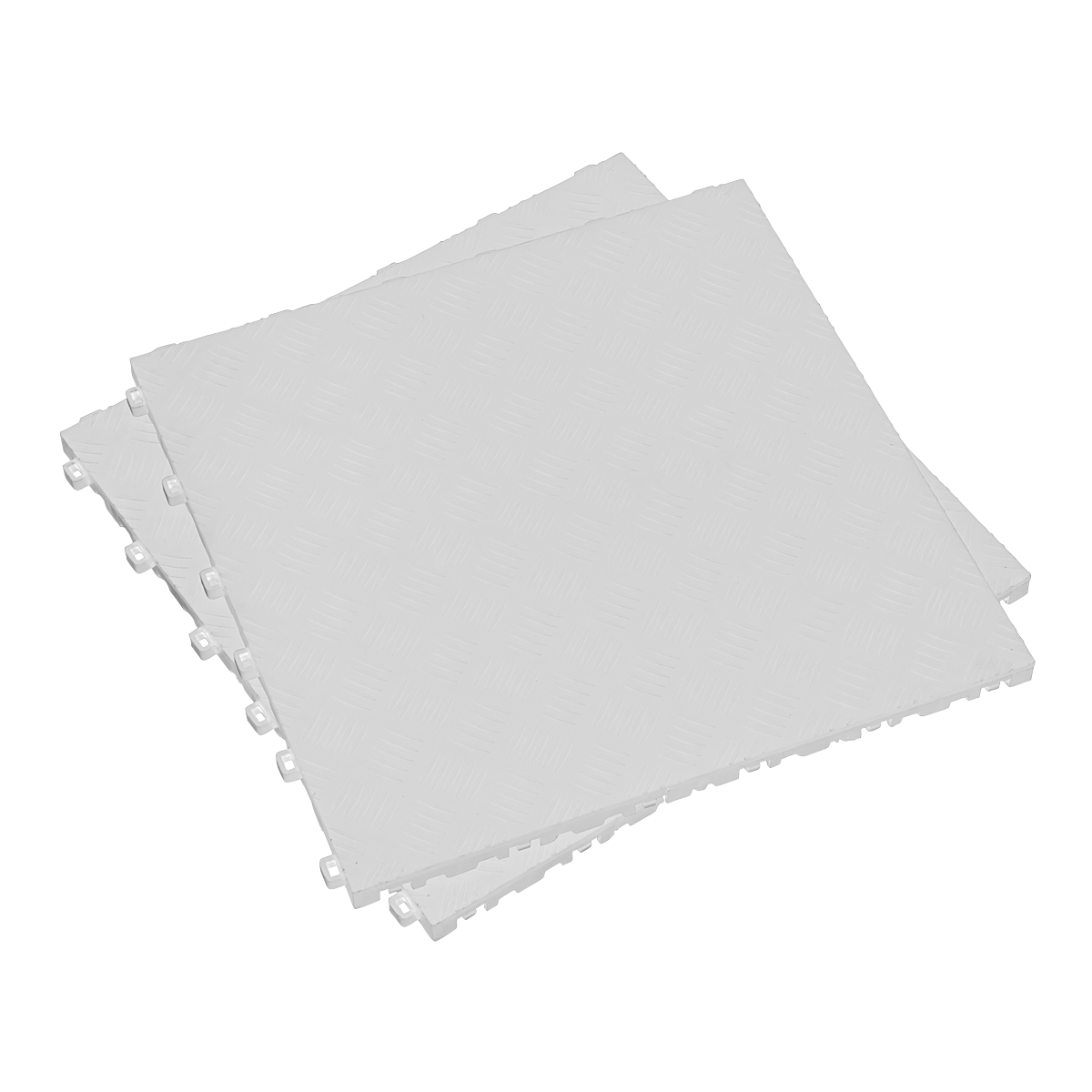 Polypropylene Floor Tile 400 x 400mm - White Treadplate - Pack of 9 - FT3W - Farming Parts