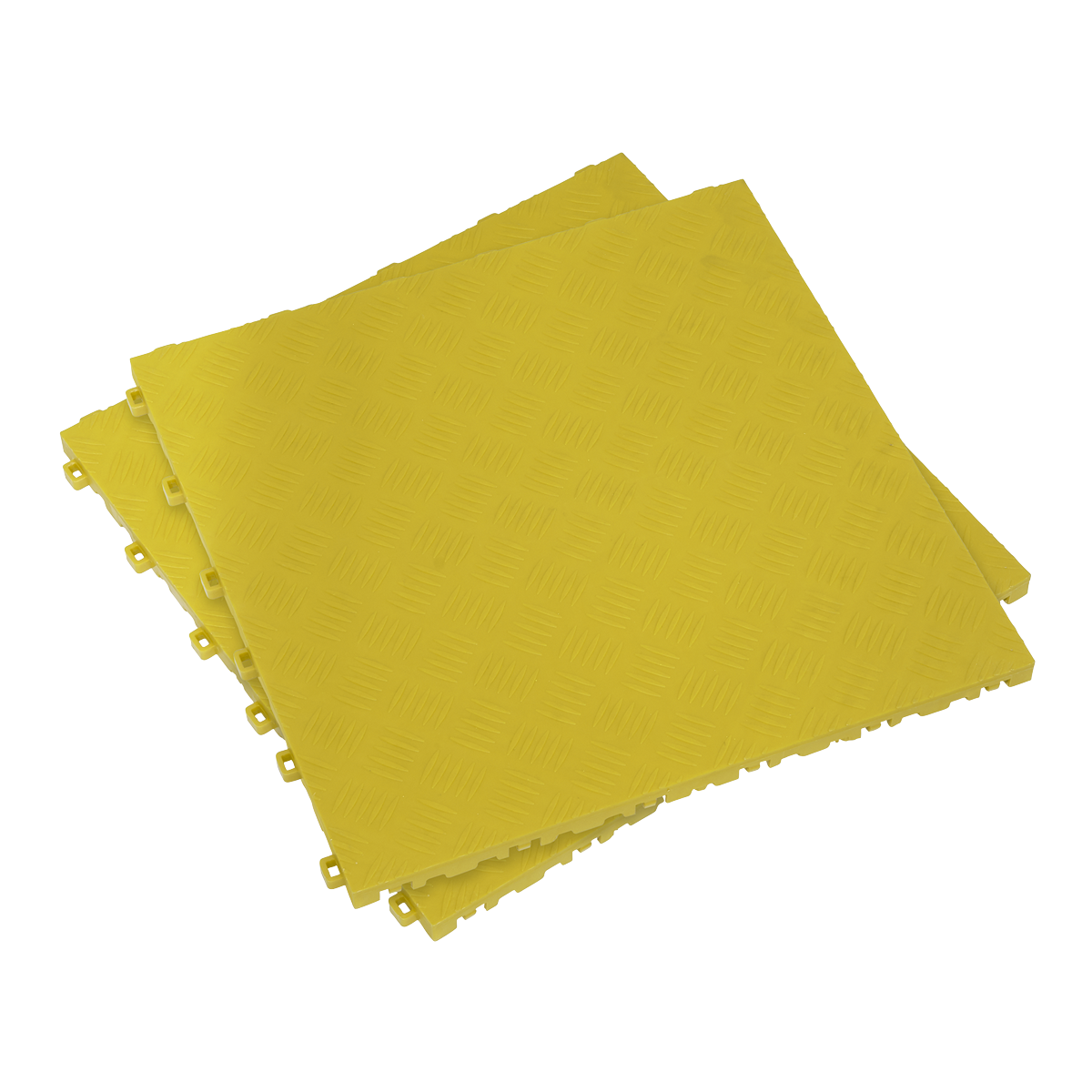 Polypropylene Floor Tile - Yellow Treadplate 400 x 400mm - Pack of 9 - FT3Y - Farming Parts