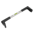 A Sealey Steering Wheel Level - GA460, equipped with a built-in spirit level, featuring black handles on both ends and a 4-Wheel Laser Aligner for precise adjustments.