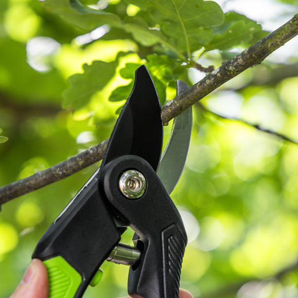Bypass Secateurs with Soft Grip Handle, 3-Stage Safety Lock & Carbon Steel Blade, 220mm - SE-GTSG004
