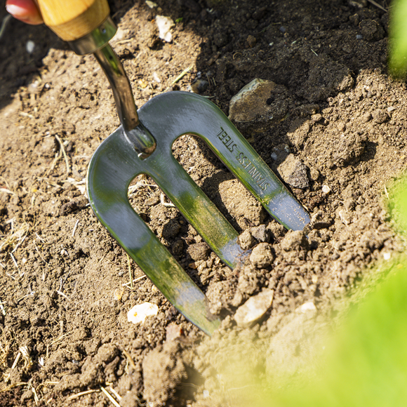 Premier Garden Hand Fork with Ash Handle & Stainless Steel Tines - SE-GTWH007