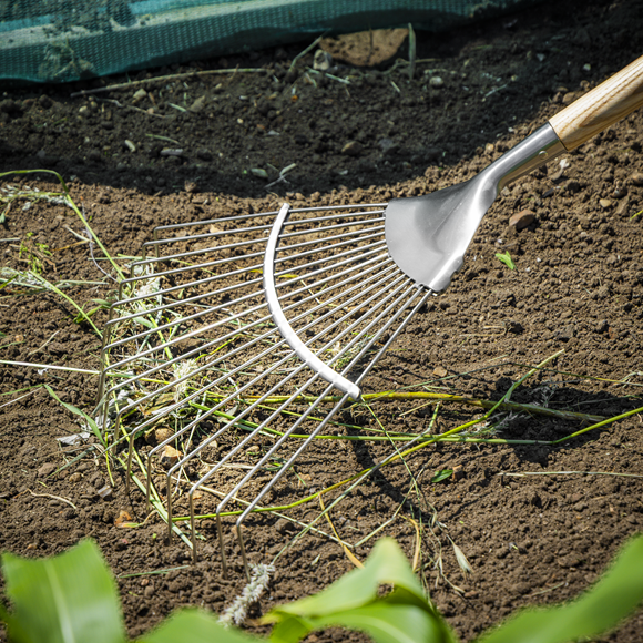Premier Lawn Rake with Long Ash Handle & Stainless Steel Tines - SE-GTWH010