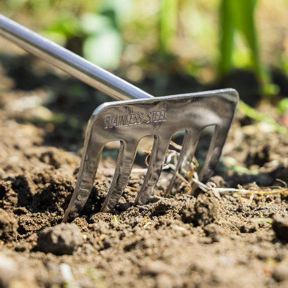 Premier Garden Hand Rake with Short Ash Handle & Stainless Steel Tines - SE-GTWH020