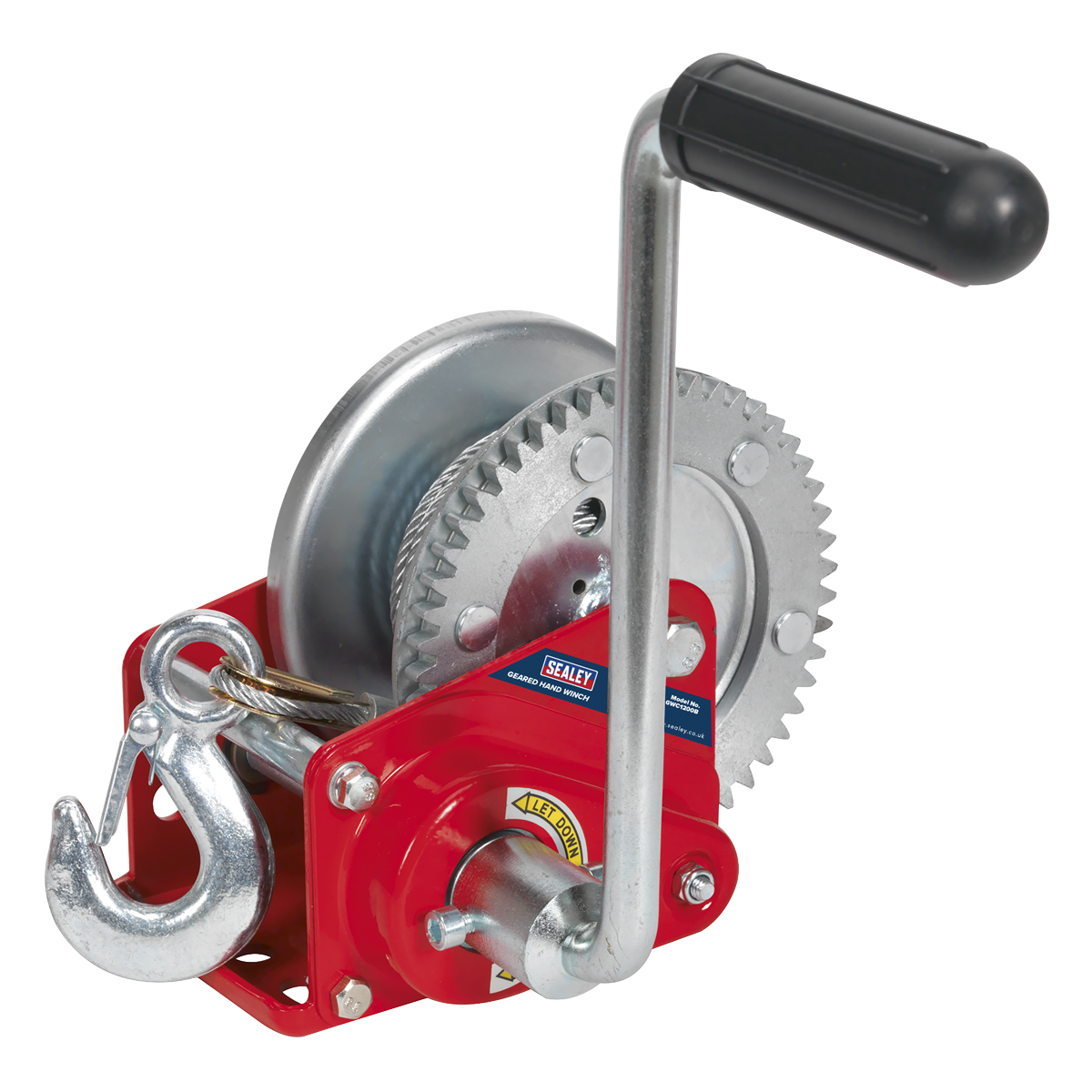 Geared Hand Winch with Brake & Cable 540kg Capacity - GWC1200B - Farming Parts